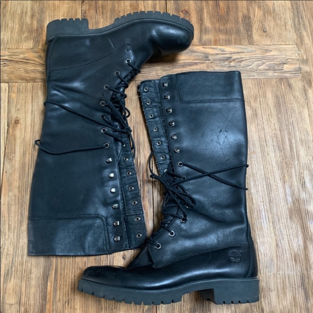 SOLD Vintage Timberland Tall Lace-Up Combat Boots - Picture 3 of 16